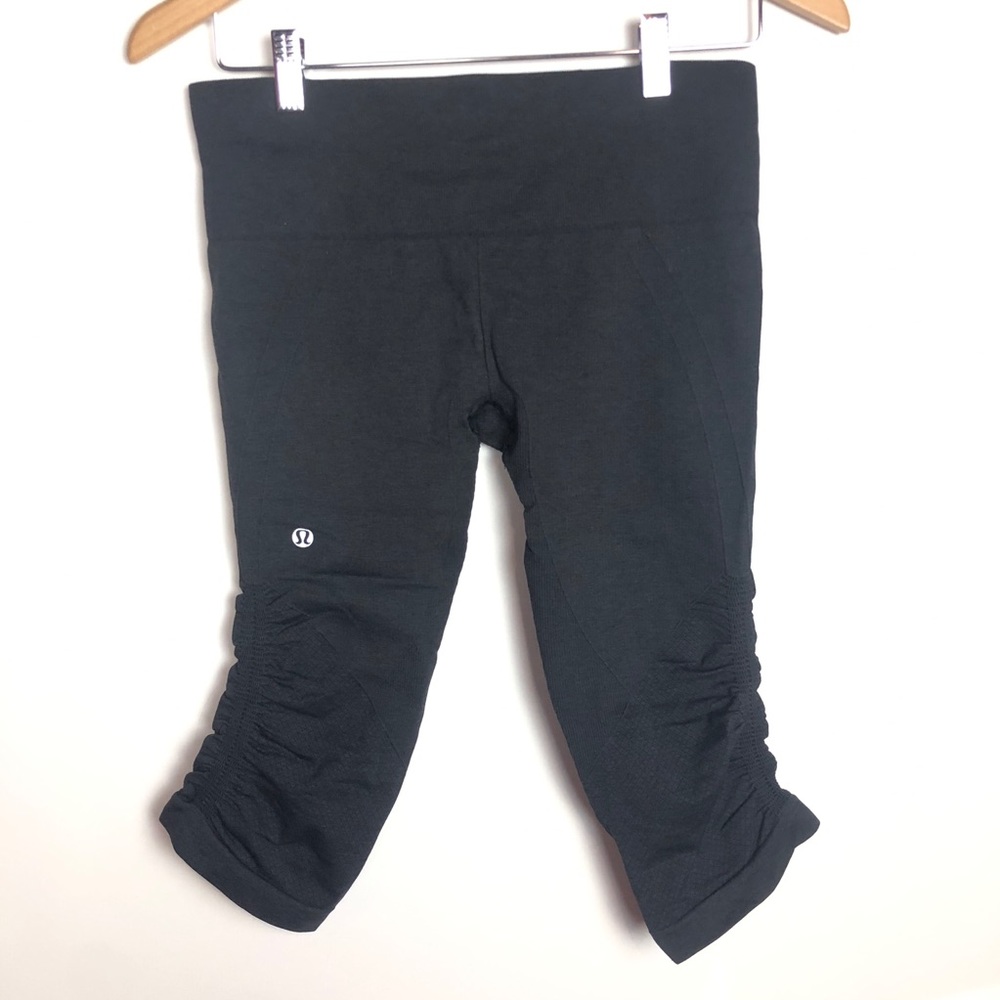 Lululemon Charcoal Gray In The Flow Crops